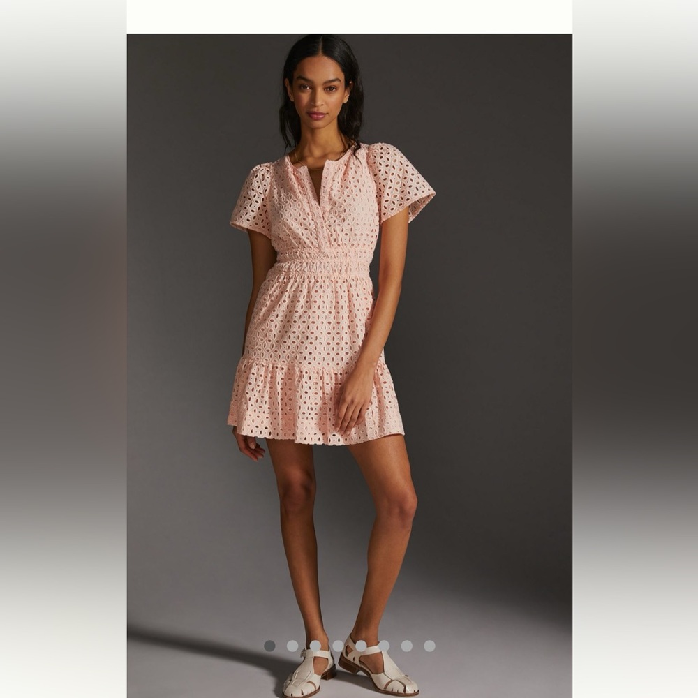 Anthropologie Pink Flutter Sleeve Sundress